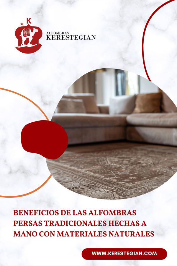 Alfombra persa hecha a mano con materiales naturales