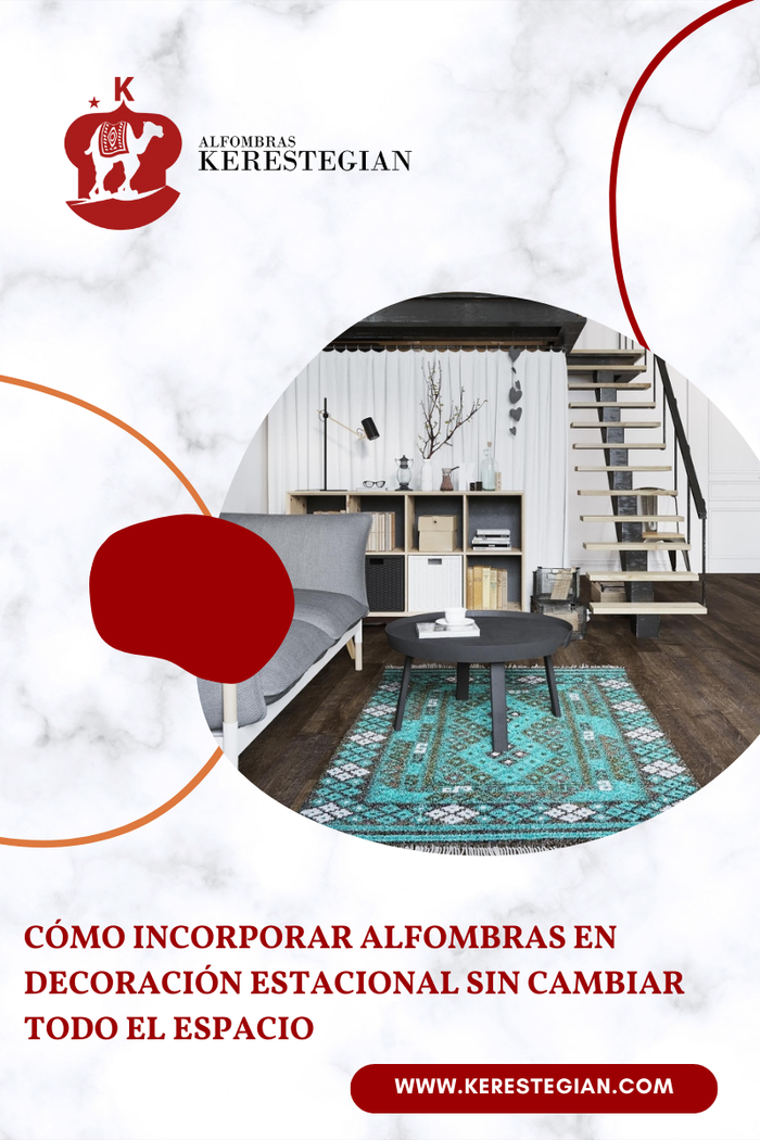 Alfombra decorativa en sala de estar con estilo estacional