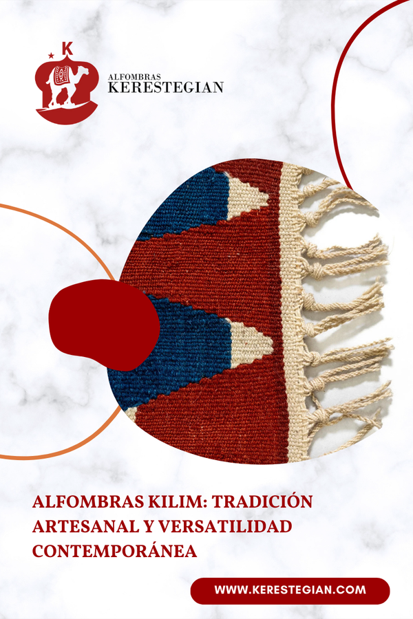 Alfombra Kilim en sala moderna destacando patrón y textura