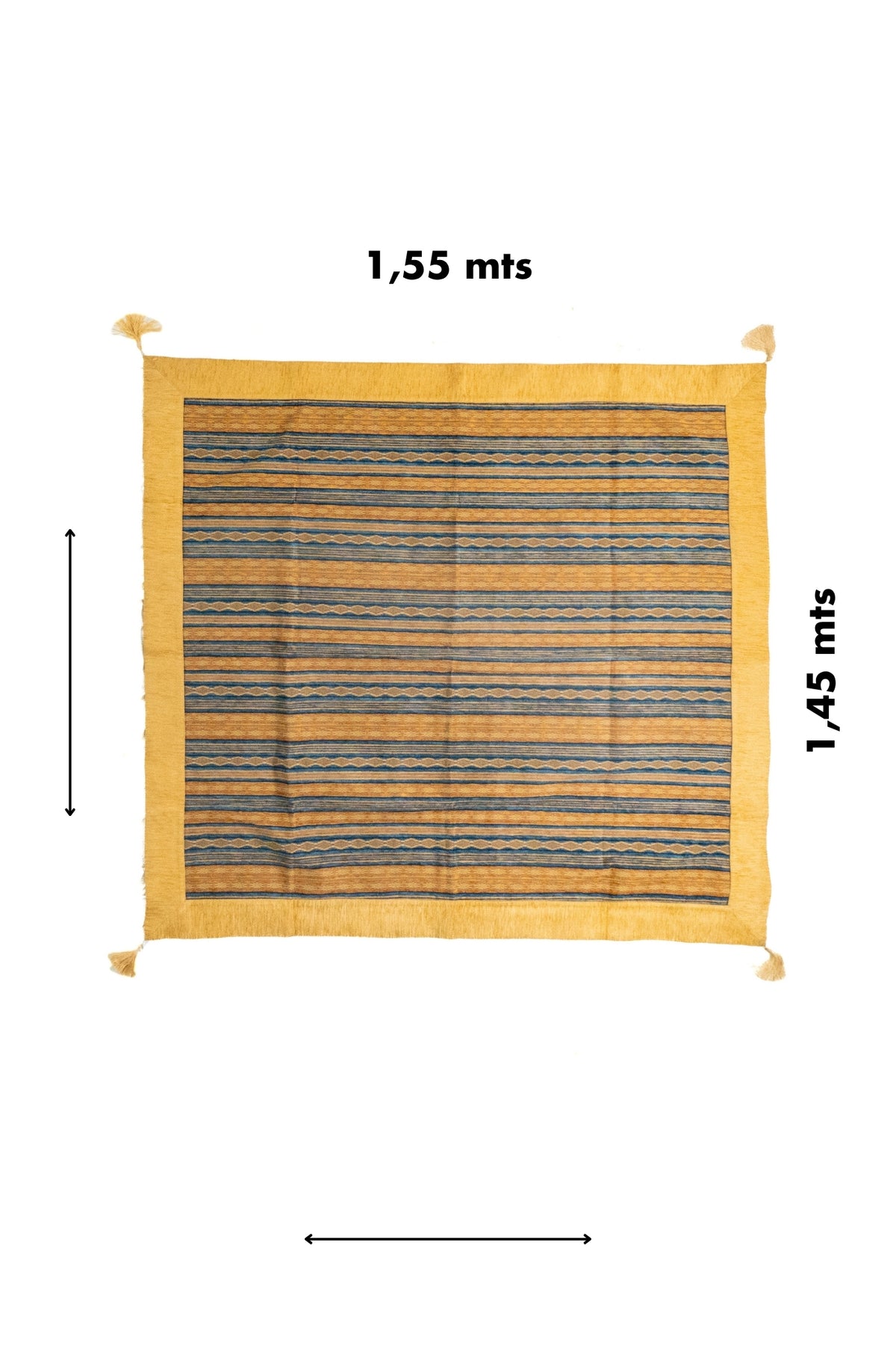 Textil decorativo Kayseri de 1,55 x 1,45 m en amarillo y azul con diseño de rayas