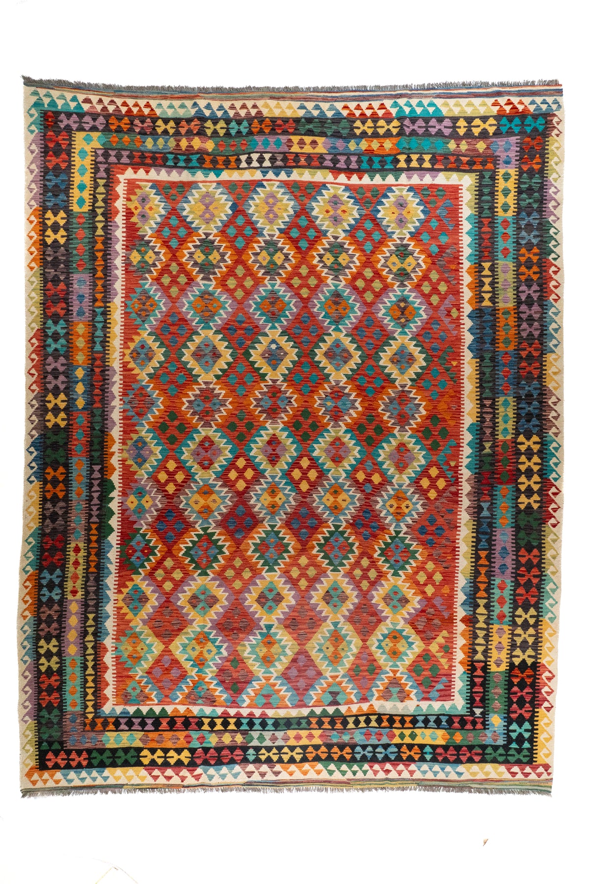Alfombra Kilim multicolor y estilo tradicional
