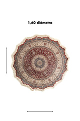 Alfombra persa Ispahan Seda redonda de Ø 1,60 m con diseño floral clásico