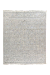 Alfombra Persa Nain rectangular beige con diseño floral clásico en gris claro