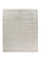 Alfombra Persa Nain rectangular beige con diseño floral clásico en tonos claros