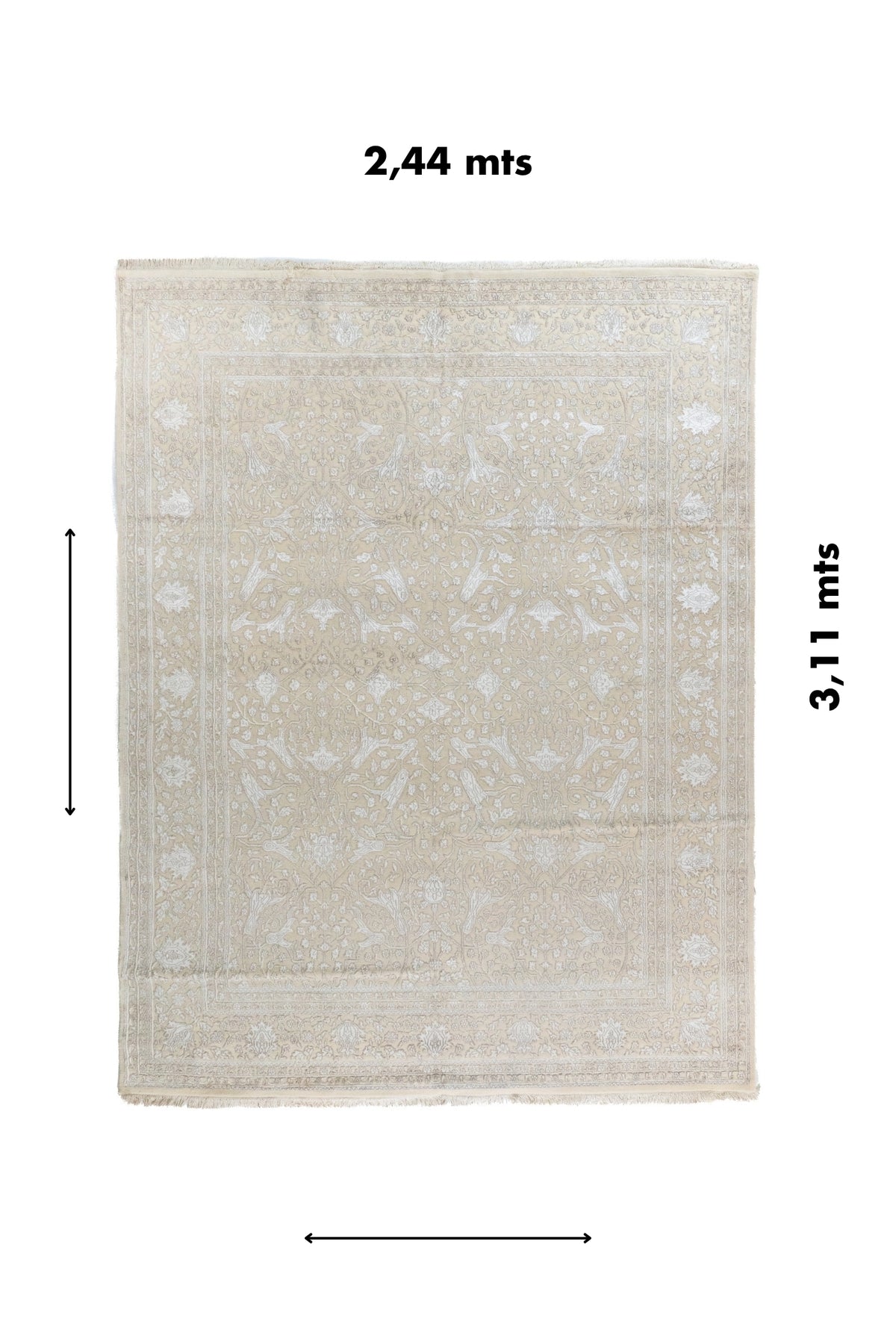 Alfombra Persa Nain rectangular de 2.44 x 3.11 mts con diseño floral clásico