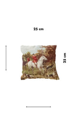 Almohadón cuadrado de 25 x 25 cm con diseño clásico de caballo y escena ecuestre