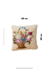 Almohadón floral de 40 x 40 cm en tonos beige, rosa, verde y azul