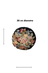 Almohadón persa gobelino floral de Ø 30 cm con fondo negro