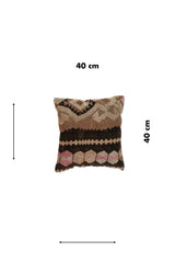 Almohadón cuadrado de 40 x 40 cm estilo persa kilim con motivos geométricos en marrón oscuro