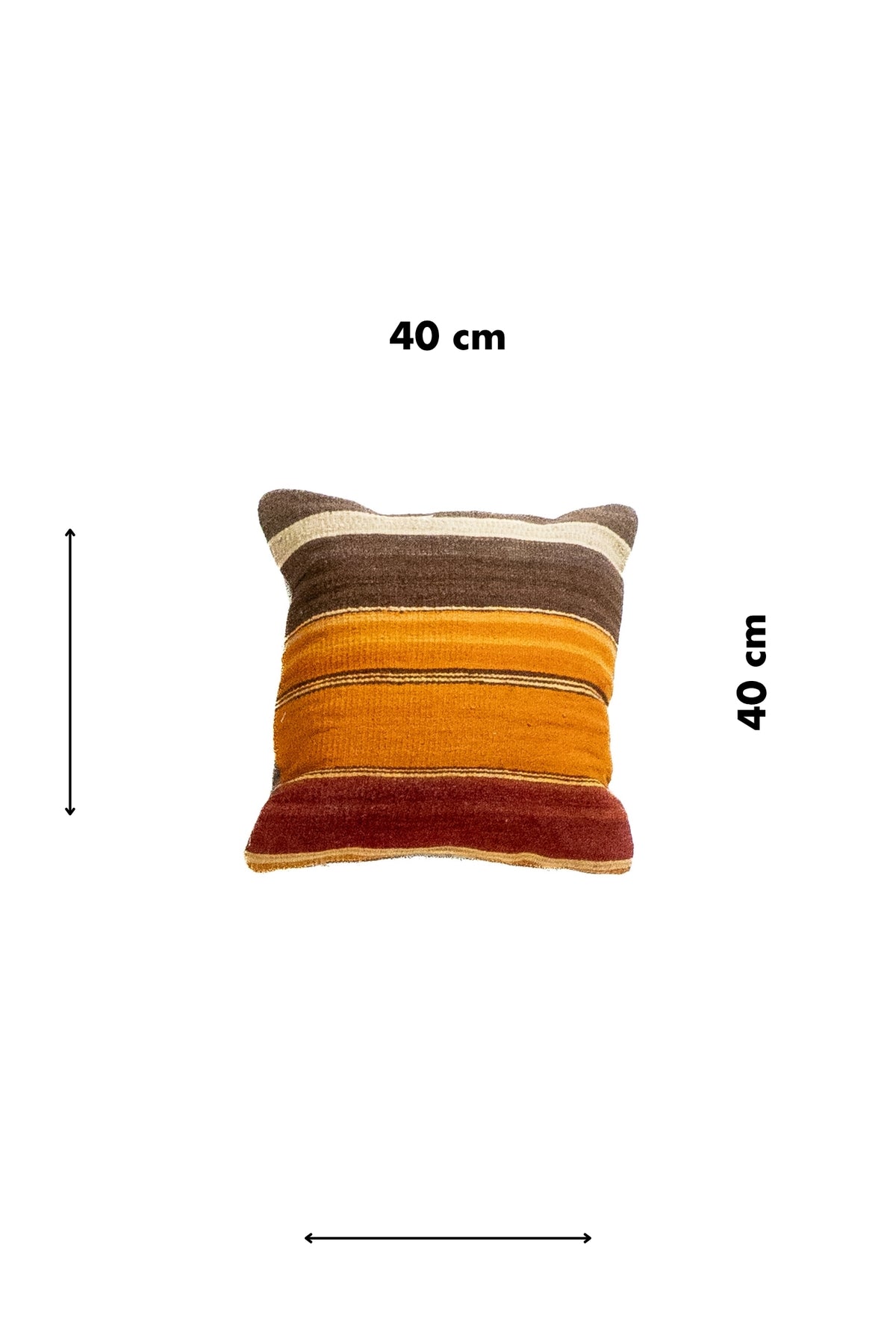 Almohadón cuadrado de 40 x 40 cm estilo persa kilim con diseño de rayas en tonos cálidos