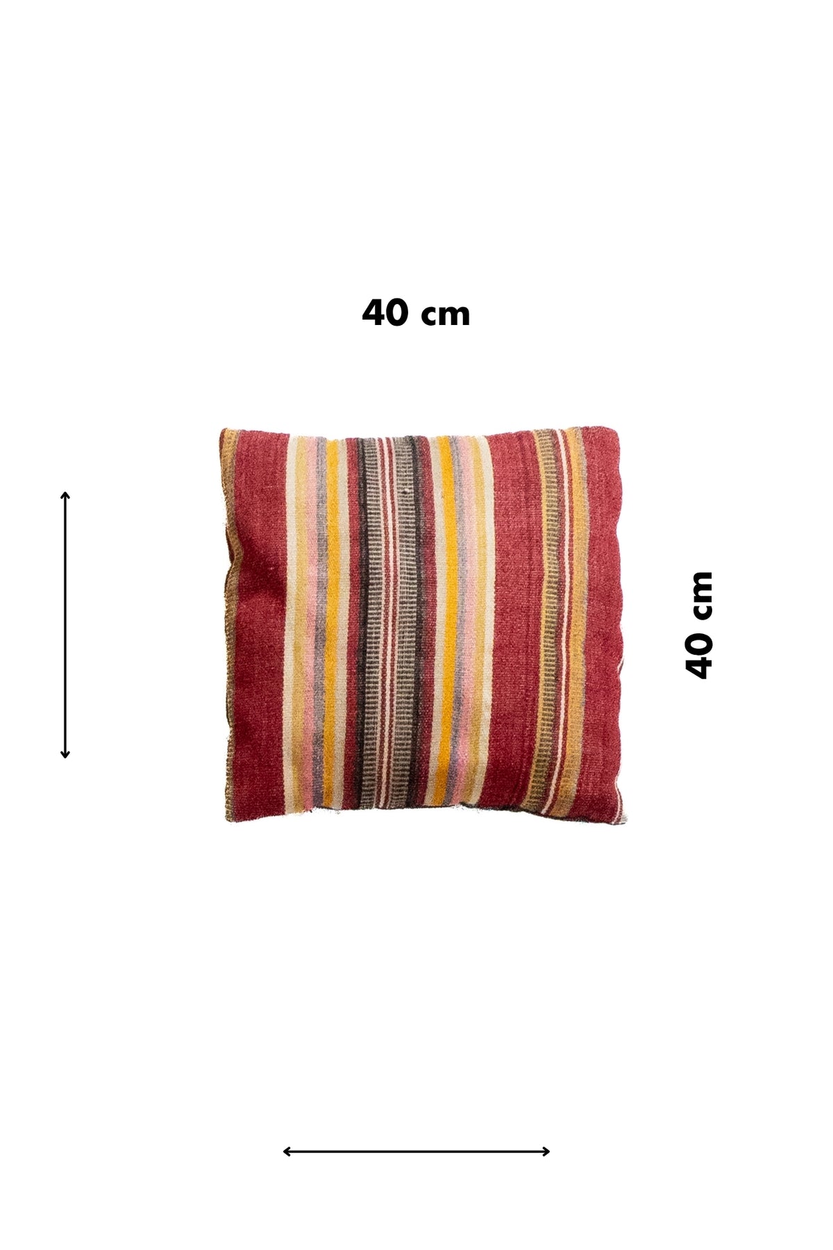 Almohadón bordó de 40 x 40 cm con diseño de rayas verticales