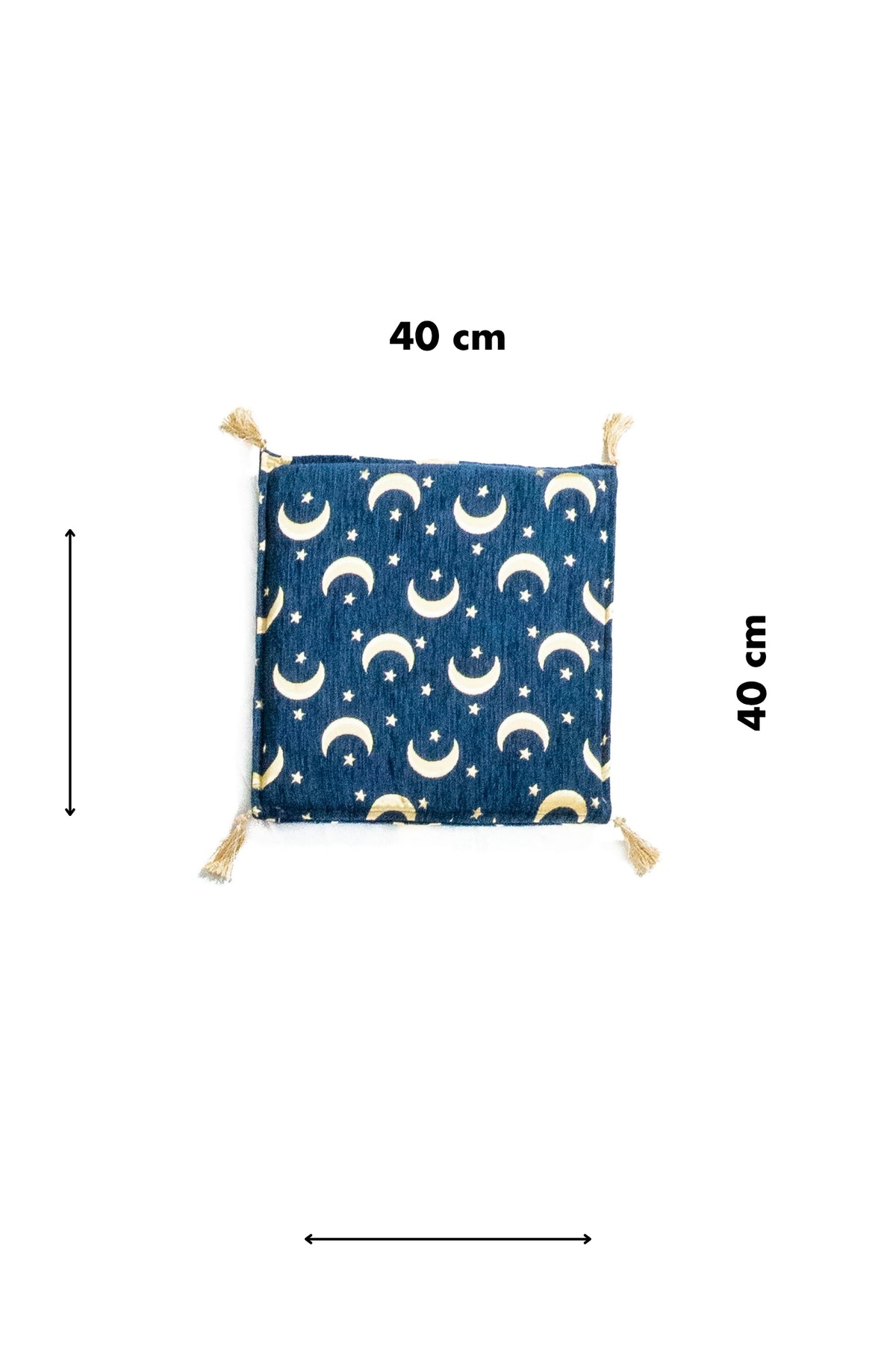 Almohadón azul de 40 x 40 cm con diseño de lunas y estrellas