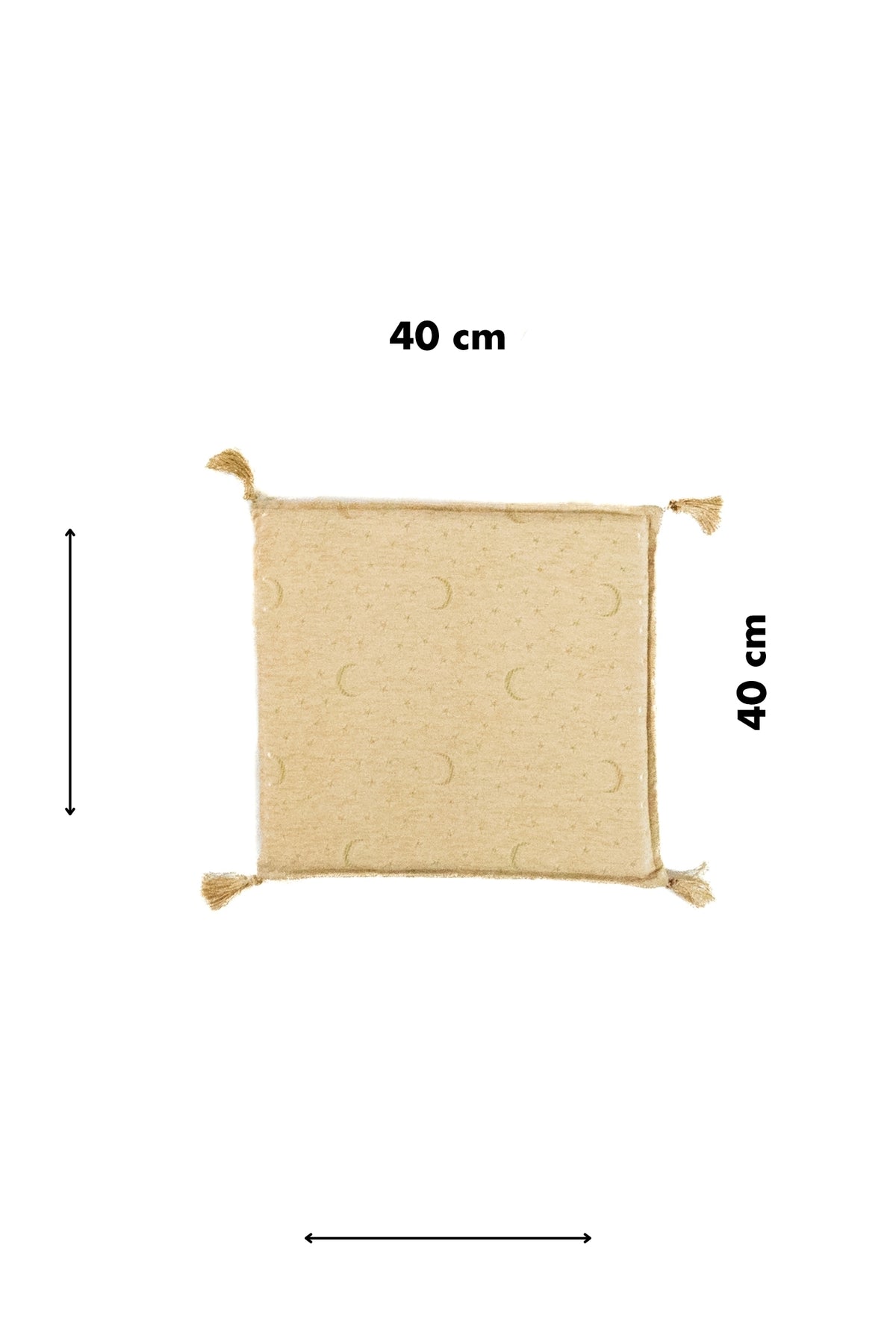 Almohadón beige de 40 x 40 cm con diseño de lunas y estrellas