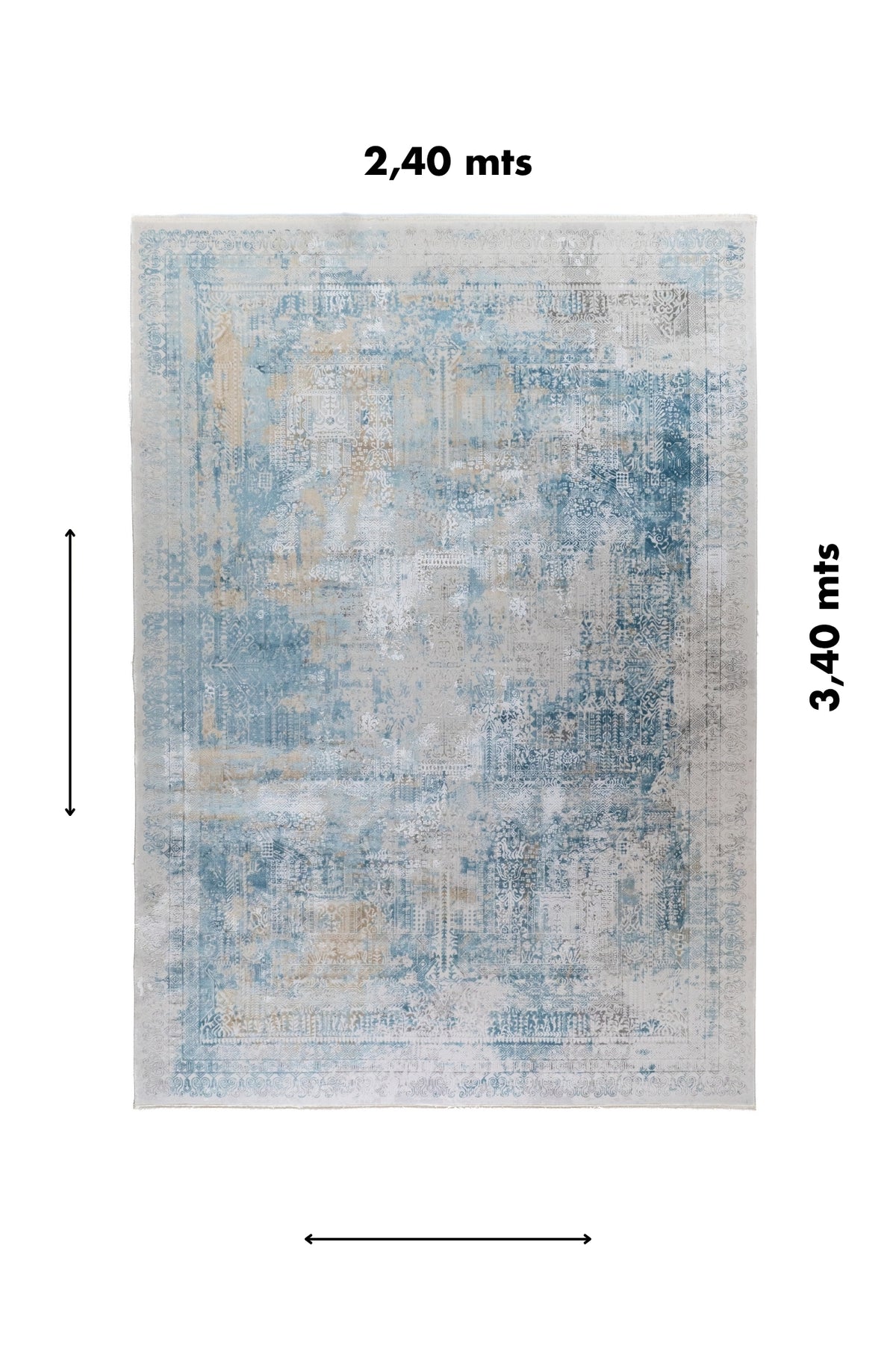 Alfombra Nordic Blue rectangular de 2.40 x 3.40 mts en tonos celeste y gris