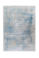 Alfombra rectangular Nordic Blue en tonos azul y gris con diseño abstracto desgastado