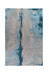 Alfombra rectangular Ocean Mist en tonos azul, gris y celeste con diseño abstracto moderno