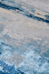 Detalle de textura de alfombra abstracta azul con relieve y tonos grises