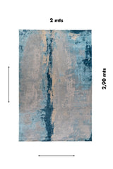 Alfombra Ocean Mist rectangular de 2 x 2.90 mts en tonos azul, celeste y gris