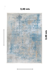 Alfombra Palace Blue rectangular de 2.40 x 3.40 mts en tonos celeste y gris 