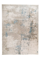 Alfombra rectangular Shadow en gris claro y blanco con diseño abstracto y detalles celestes