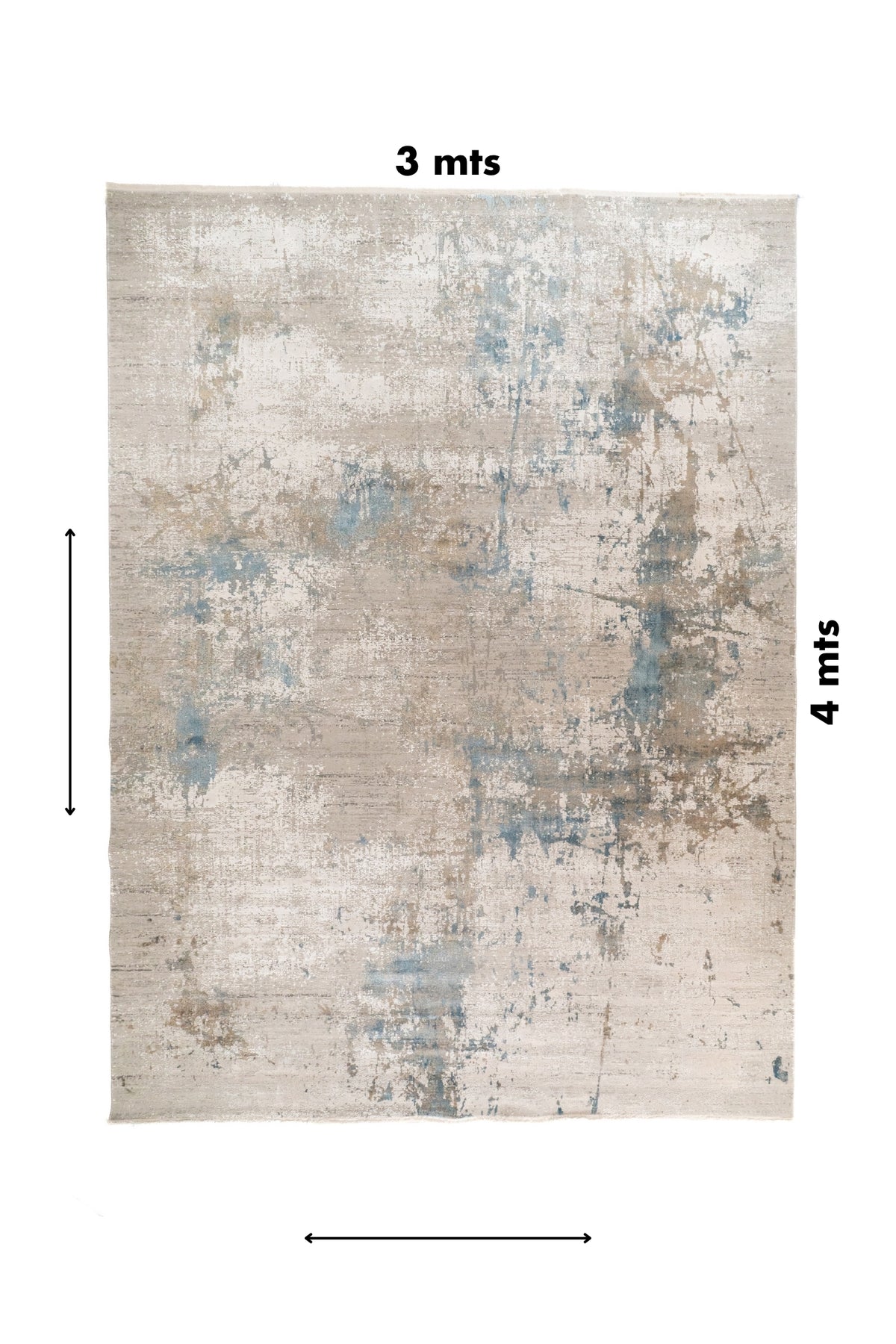 Alfombra rectangular Shadow de 3 x 4 mts en gris claro, blanco y celeste con diseño abstracto