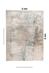 Alfombra rectangular Shadow de 3 x 4 mts en gris claro, blanco y celeste con diseño abstracto