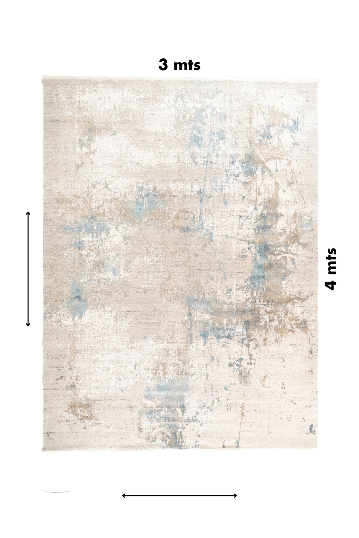 Alfombra rectangular Stradust de 3 x 4 mts en tonos gris y celeste.