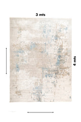 Alfombra rectangular Stradust de 3 x 4 mts en tonos gris y celeste.