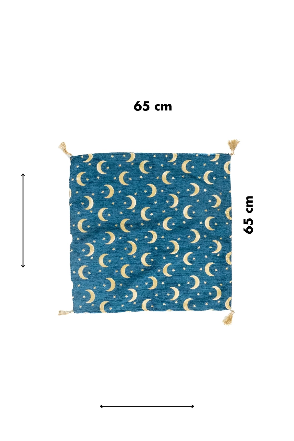 Tela de almohadón Kayseri Luna Celeste de 65 x 65 cm con borlas en las esquinas