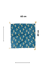Tela de almohadón Kayseri Luna Celeste de 65 x 65 cm con borlas en las esquinas