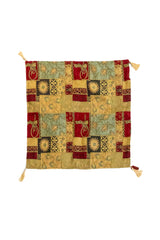 Tela grande de almohadón Kayseri cuadrada de 65 x 65 cm con diseño patchwork en verde, rojo y dorado