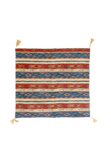 Tela grande de almohadón Kayseri cuadrada  con rayas azules, rojas y beige
