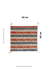 Tela de almohadón Kayseri Rayas Azul de 65 x 65 cm con borlas en las esquinas