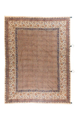 Textil Fino para colgar rectangular beige con diseño geométrico y guarda floral