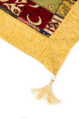 Detalle de guarda amarilla y fleco en textil Kayseri Patchwork Luna