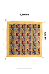 Textil Kayseri Patchwork Luna con medida visible de 1.60 x 1.60 mts y formato cuadrado