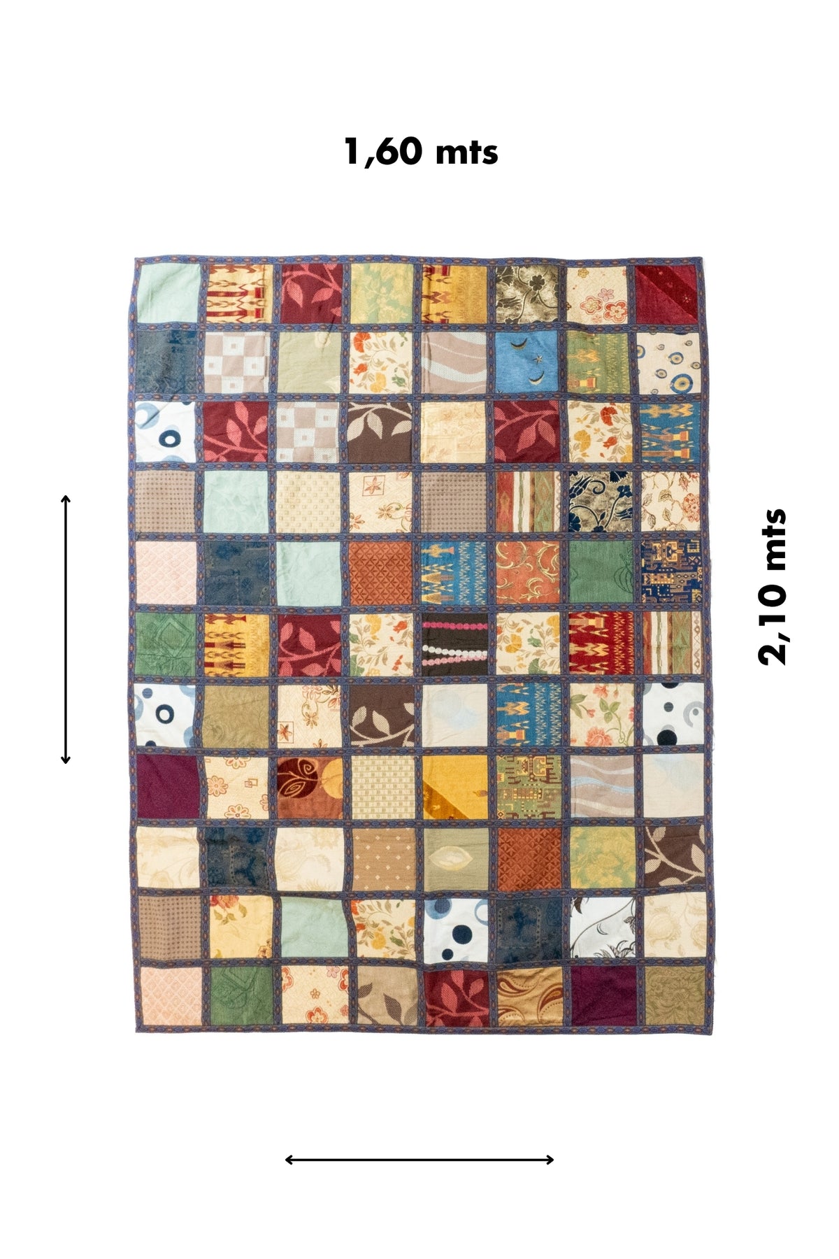 Textil Patchwork Tela Tapicería con medida visible de 1.60 x 2.10 mts y formato rectangular