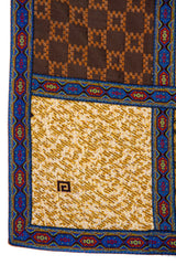 Detalle de guarda azul y textura en textil Patchwork Tela Tapicería multicolor