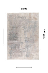 Alfombra Vintage Wash rectangular de 2 x 2.90 mts en tonos celeste y gris