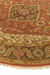 Alfombra Redonda Persa Soumak Verde Rojo