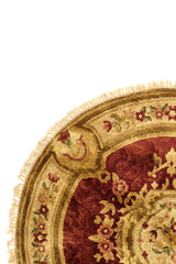 Alfombra Redonda Persa Tabriz Beige Rojo