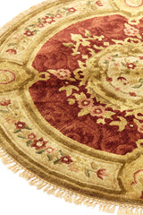 Alfombra Redonda Persa Tabriz Beige Rojo