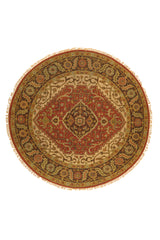 Alfombra Redonda Persa Soumak Verde Rojo