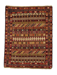 Alfombra Kilim Soumak Rojo Beige