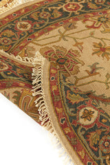 Alfombra Redonda Persa Soumak Verde Beige