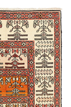 Alfombra Kilim Soumak Seda Rojo Beige