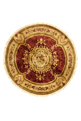 Alfombra Redonda Persa Tabriz Beige Rojo