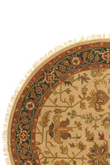 Alfombra Redonda Persa Soumak Verde Beige