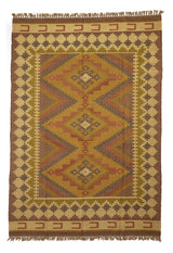 Alfombra rectangular de yute con patrón étnico inspirado en la naturaleza.