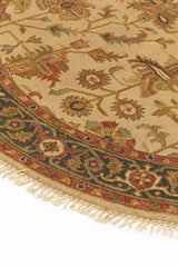 Alfombra Redonda Persa Soumak Verde Beige